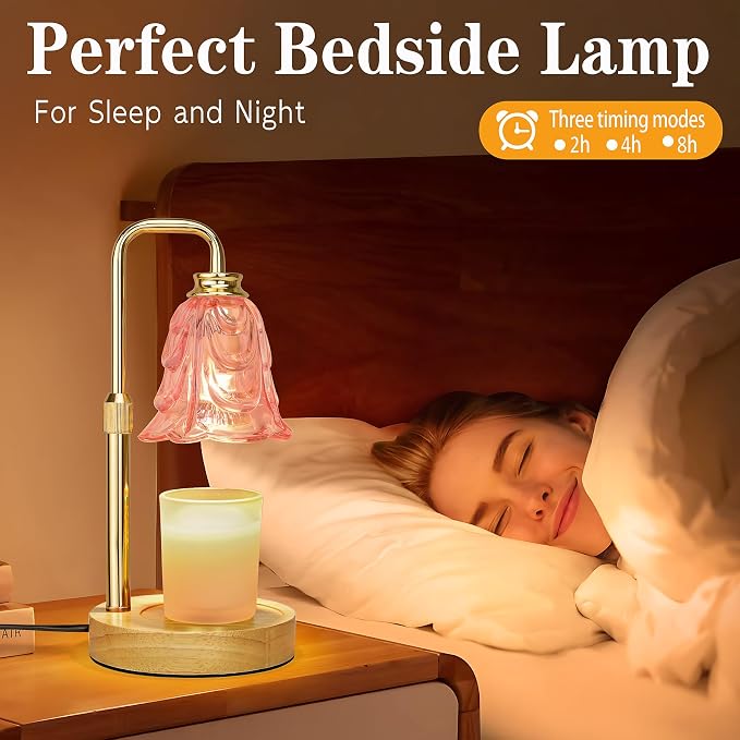 Candle Warmer Lamp with Timer Dimmer, Adjustable Height Pink Tulip Candle Wax Warmer, Christmas Birthday Gift for Mom Women