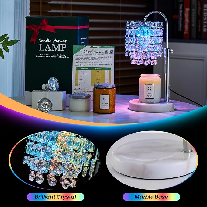 Candle Warmer Lamp with Timer Dimmer Adjustable Height for New Home Bedroom,Vintage Home Decor for Scented JaR 3 Bulbs for