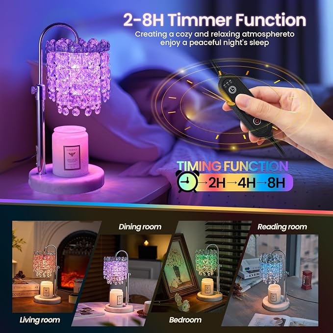 Candle Warmer Lamp with Timer Dimmer Adjustable Height for New Home Bedroom,Vintage Home Decor for Scented JaR 3 Bulbs for
