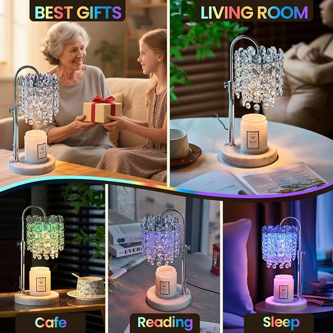 Candle Warmer Lamp with Timer Dimmer Adjustable Height for New Home Bedroom,Vintage Home Decor for Scented JaR 3 Bulbs for