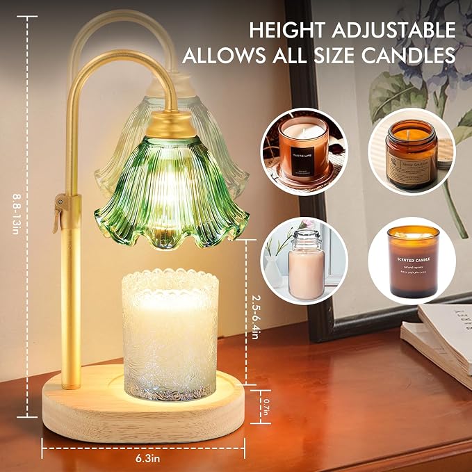 Candle Warmer Lamp with Timer & Dimmer, Adjustable Height Electric Wax Melt Warmer for Scented Jar Candles, Home Fragrance