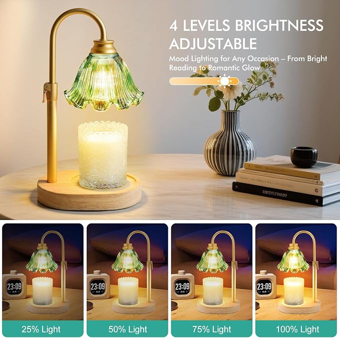 Candle Warmer Lamp with Timer & Dimmer, Adjustable Height Electric Wax Melt Warmer for Scented Jar Candles, Home Fragrance