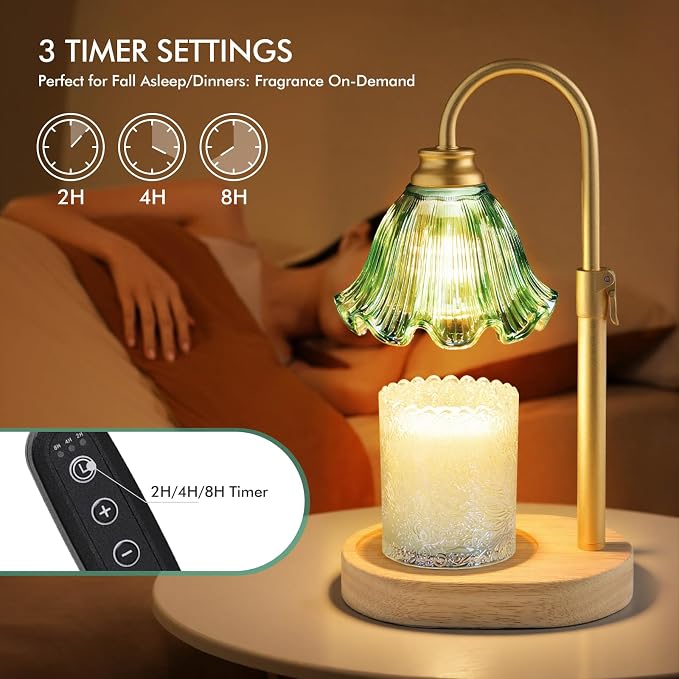 Candle Warmer Lamp with Timer & Dimmer, Adjustable Height Electric Wax Melt Warmer for Scented Jar Candles, Home Fragrance