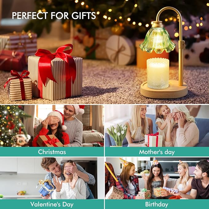 Candle Warmer Lamp with Timer & Dimmer, Adjustable Height Electric Wax Melt Warmer for Scented Jar Candles, Home Fragrance
