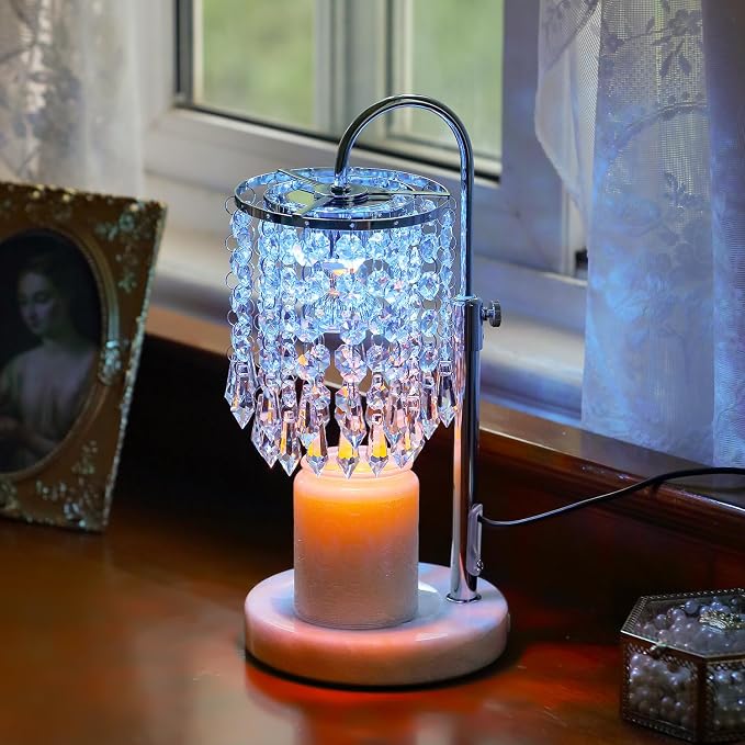 Candle Warmer Lamp with Timer Dimmer and 3 Bulbs, Lamp Candle Warmer with Marble Base,Wax Melt Warmer for Jar Candles