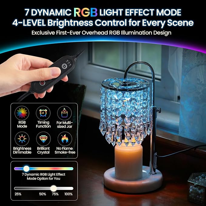 Candle Warmer Lamp with Timer Dimmer and 3 Bulbs, Lamp Candle Warmer with Marble Base,Wax Melt Warmer for Jar Candles