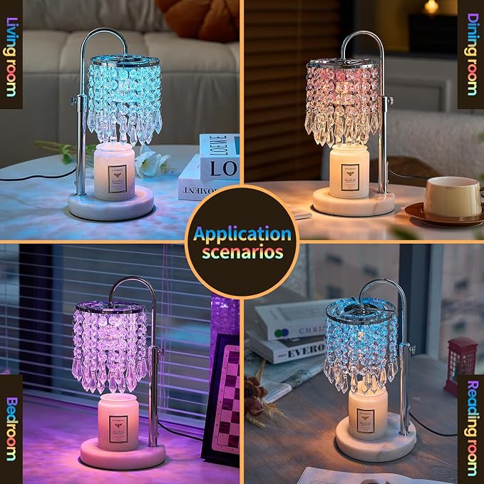 Candle Warmer Lamp with Timer Dimmer and 3 Bulbs, Lamp Candle Warmer with Marble Base,Wax Melt Warmer for Jar Candles
