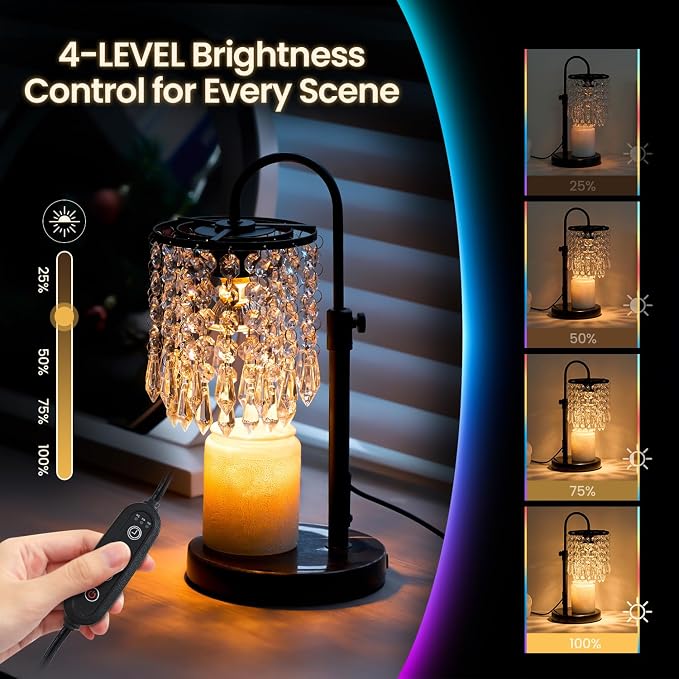 Candle Warmer Lamp with Timer Dimmer and 3 Bulbs, Lamp Candle Warmer with Marble Base,Wax Melt Warmer for Jar Candles