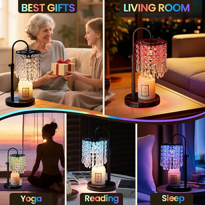 Candle Warmer Lamp with Timer Dimmer and 3 Bulbs, Lamp Candle Warmer with Marble Base,Wax Melt Warmer for Jar Candles