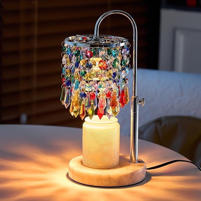 Candle Warmer Lamp with Timer Dimmer and 3 Bulbs, Lamp Candle Warmer with Marble Base, Wax Melt Warmer for Jar
