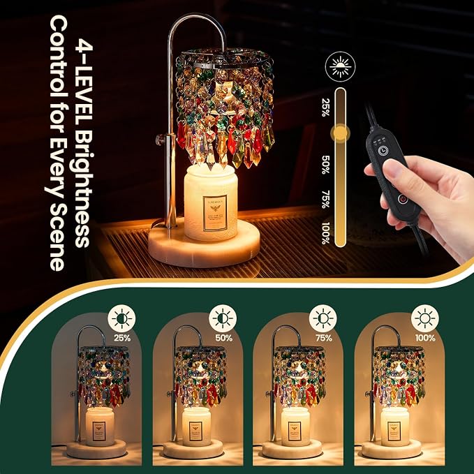 Candle Warmer Lamp with Timer Dimmer and 3 Bulbs, Lamp Candle Warmer with Marble Base, Wax Melt Warmer for Jar, alternate