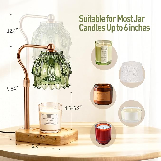 Candle Warmer Lamp with Timer Dimmer - Birthday Gift for Women Mom, Electric Wax Melter Warmer Adjustable Height for Jar