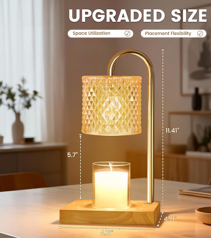 Candle Warmer Lamp with Timer Dimmer, Birthday Gifts for Women Mom, House Warming Gifts, Elegant New Home Decor, Wax Warmer