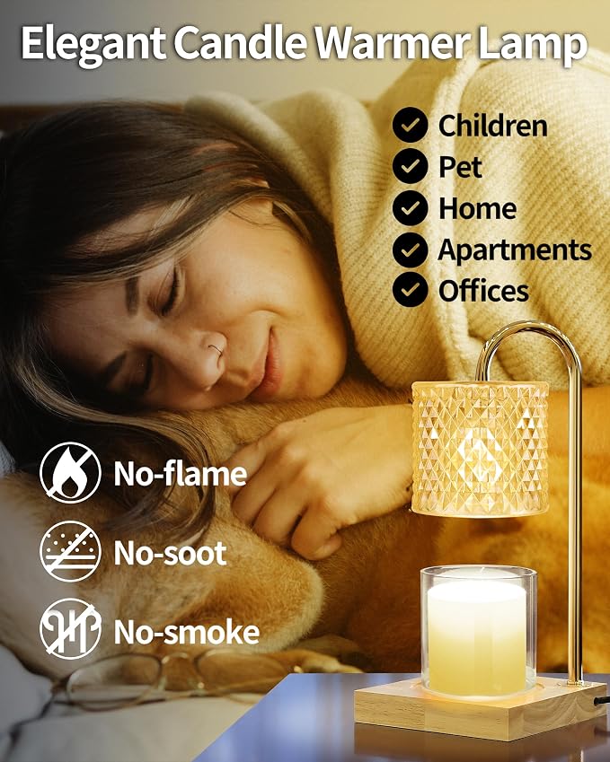 Candle Warmer Lamp with Timer Dimmer, Birthday Gifts for Women Mom, House Warming Gifts, Elegant New Home Decor, Wax Warmer