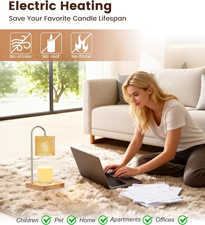 Candle Warmer Lamp with Timer Dimmer, Birthday Gifts for Women Mom, House Warming Gifts, Elegant New Home Decor, Wax Warmer