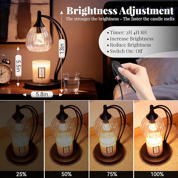 Candle Warmer Lamp with Timer Dimmer - Candle Lamp for Jar Candles - Birthday Gifts for Women Mom Home Decor House Warming