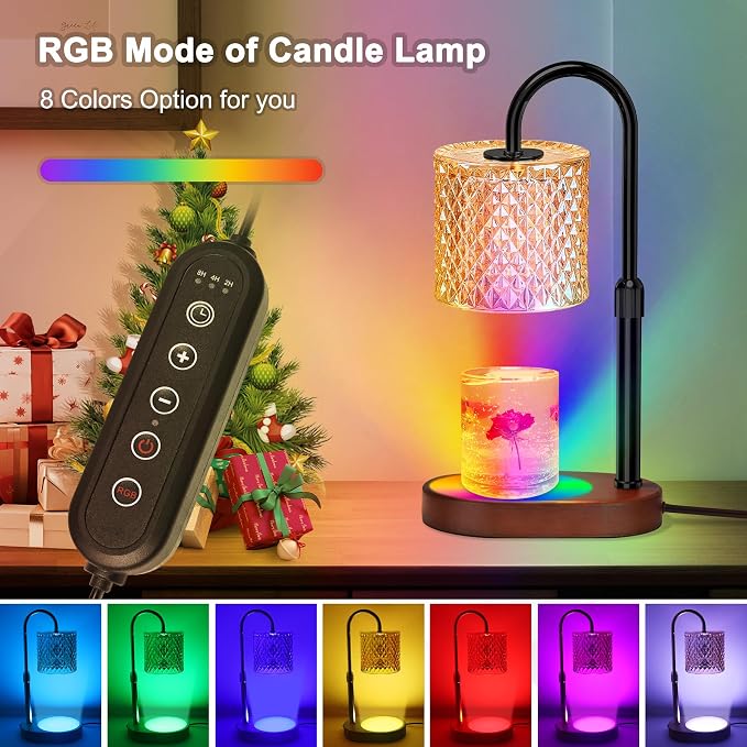Candle Warmer Lamp with Timer, Dimmer Candle Lamp with RGB Light, Height Adjustable, alternate product view 2