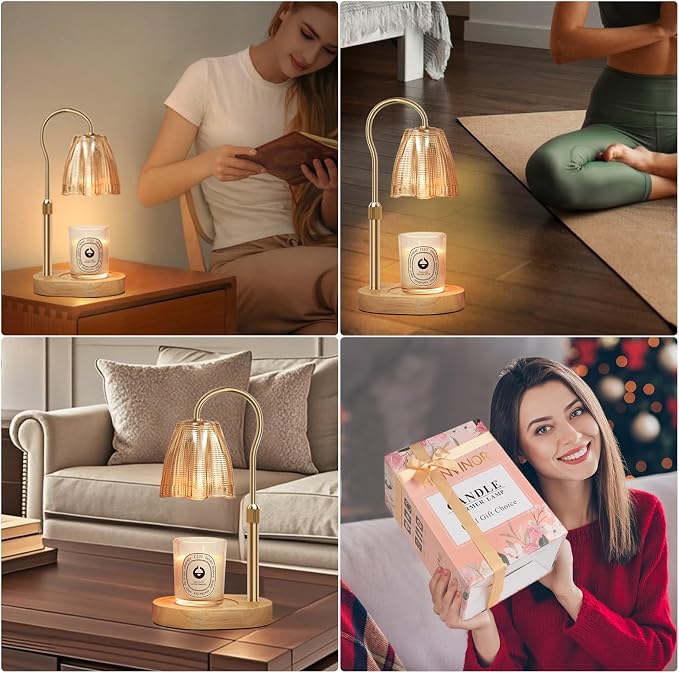 Candle Warmer Lamp with Timer & Dimmer, Candle Warmer Height Adjustable, Fits All Jar Scented Candles, Candle Lamp with 3