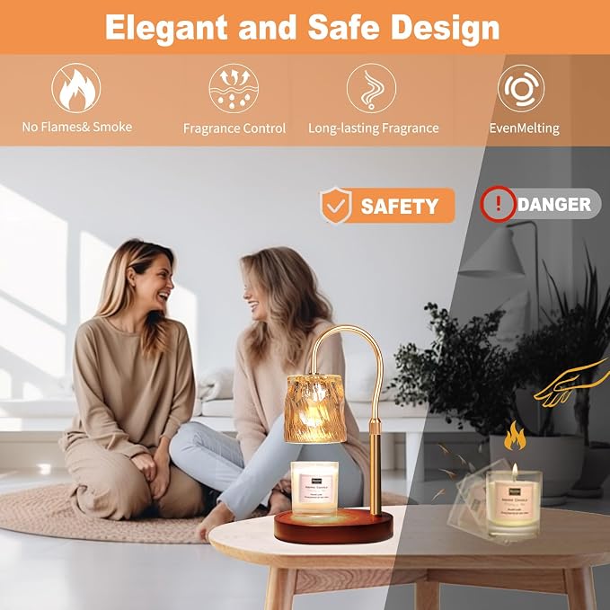 Candle Warmer Lamp with Timer & Dimmer, Candle Warmer Height Adjustable, Fits All Jar Scented Candles, alternate product view