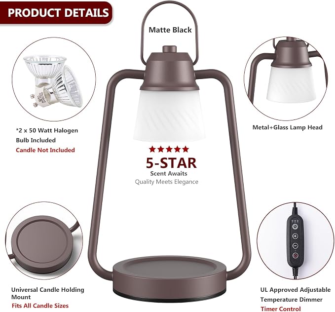Candle Warmer Lamp with Timer, Dimmer Candle Warmer Scented Candles, Electric Wax Warmer for Jar Candles, alternate product