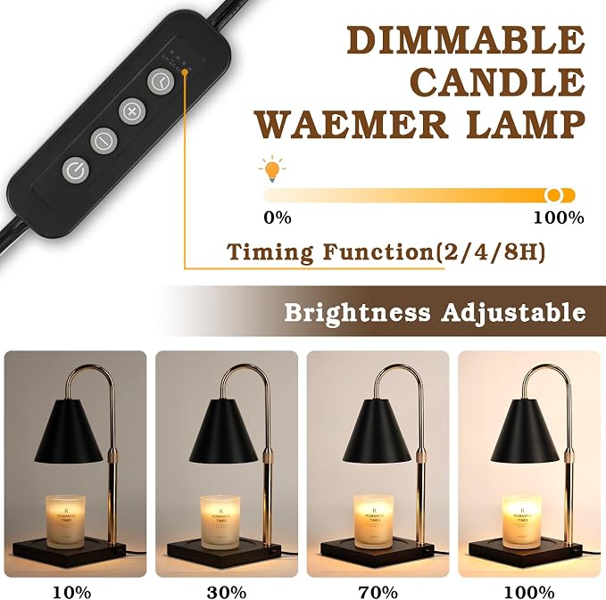 Candle Warmer Lamp with Timer Dimmer, Electric Candle Lamp Warmer for Bedroom Decor, Birthday Gifts for Women Mom, Height