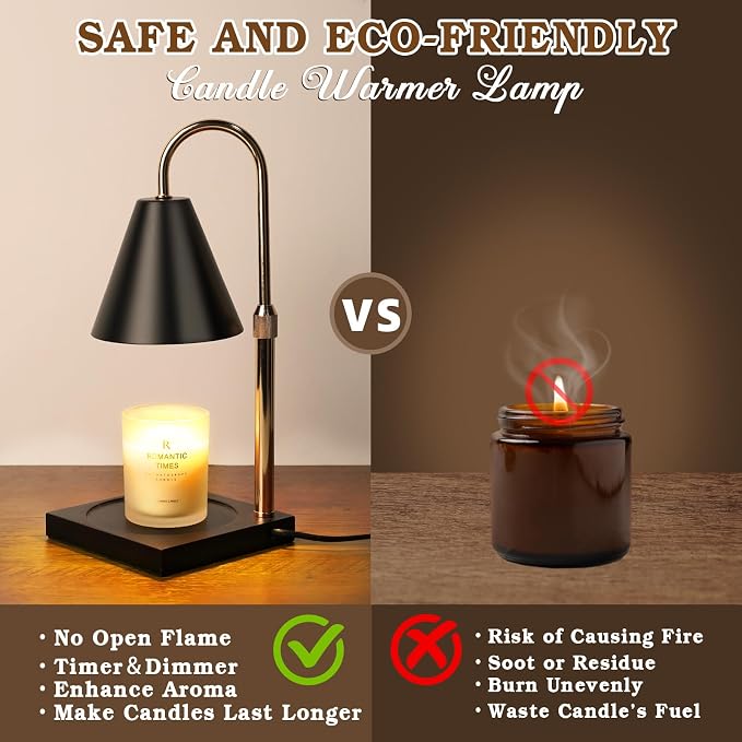Candle Warmer Lamp with Timer Dimmer, Electric Candle Lamp Warmer for Bedroom Decor, Birthday Gifts for Women Mom, Height