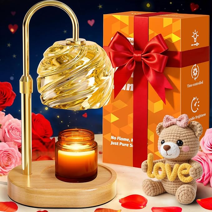 Candle Warmer Lamp with Timer Dimmer, Electric Candle Warmer with Adjustable Height for Home Decor, Office, Valentines