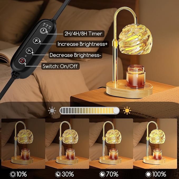 Candle Warmer Lamp with Timer Dimmer, Electric Candle Warmer with Adjustable Height for Home Decor, Office, Valentines