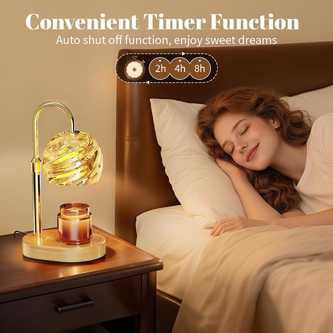Candle Warmer Lamp with Timer Dimmer, Electric Candle Warmer with Adjustable Height for Home Decor, Office, Valentines