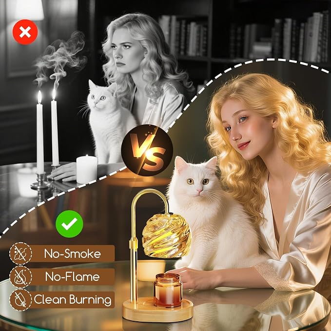 Candle Warmer Lamp with Timer Dimmer, Electric Candle Warmer with Adjustable Height for Home Decor, Office, Valentines