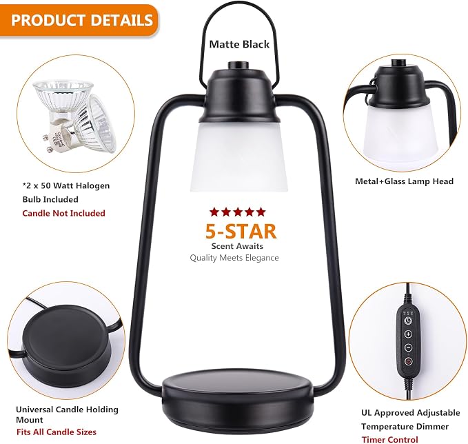 Candle Warmer Lamp with Timer Dimmer - Electric Wax Melt Warmer Lamp for Jar Candles, Valentines Day Gifts for Her Women