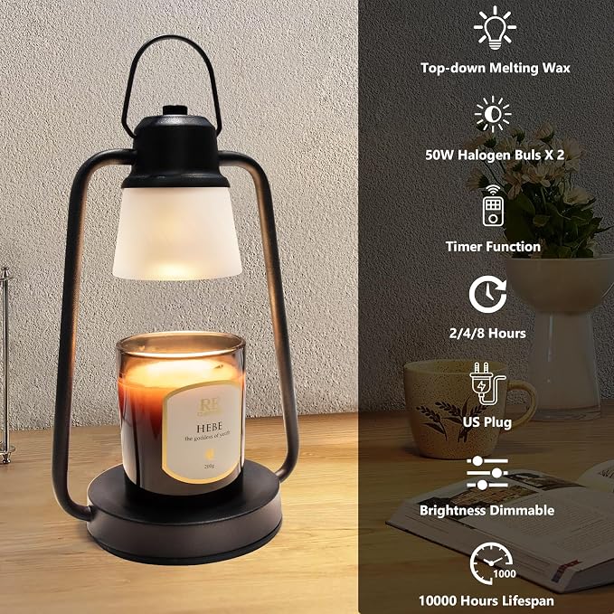 Candle Warmer Lamp with Timer Dimmer - Electric Wax Melt Warmer Lamp for Jar Candles, Valentines Day Gifts for Her Women