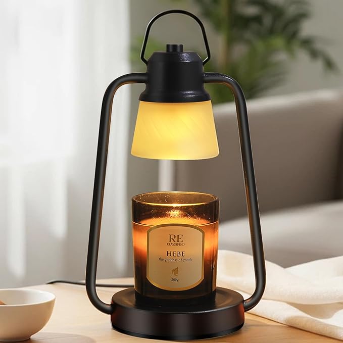 Candle Warmer Lamp with Timer Dimmer Electric Wax Melt Warmer for Jar Candles, Vintage Candle Lamp Warmer with 2