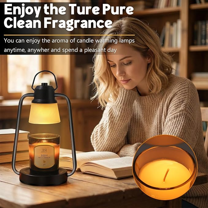 Candle Warmer Lamp with Timer Dimmer Electric Wax Melt Warmer for Jar Candles, Vintage Candle Lamp Warmer with 2, alternate