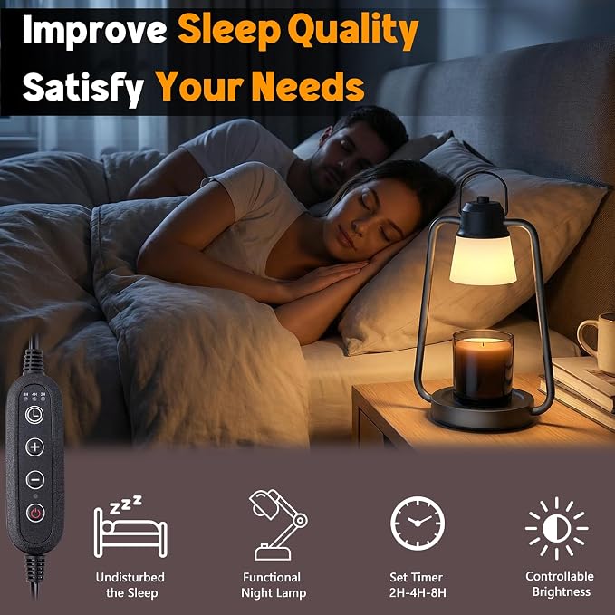 Candle Warmer Lamp with Timer Dimmer Electric Wax Melt Warmer for Jar Candles, Vintage Candle Lamp Warmer with 2, alternate