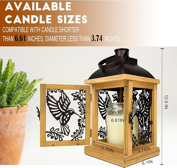 Candle Warmer Lamp with Timer Dimmer Farmhouse Lantern for Top-Down Adjustable Candle Warmer, Wood Electric Lamp for Jar