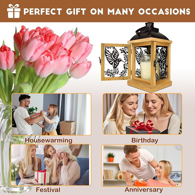 Candle Warmer Lamp with Timer Dimmer Farmhouse Lantern for Top-Down Adjustable Candle Warmer, Wood Electric Lamp for Jar