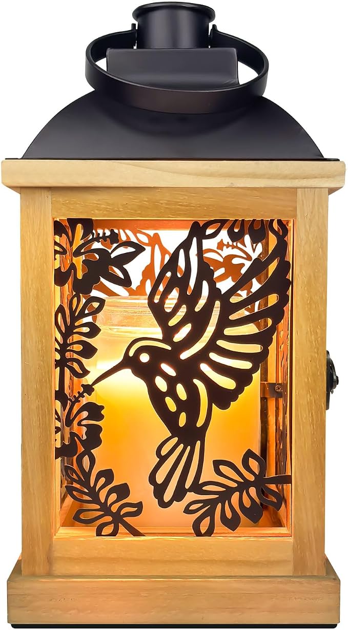 Candle Warmer Lamp with Timer Dimmer Farmhouse Lantern for Top-Down Adjustable Candle Warmer, Wood Electric Lamp for Jar