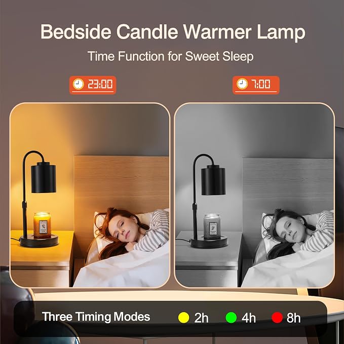 Candle Warmer Lamp with Timer & Dimmer, Height Adjustable Electric Wax Melt Warmer for Jar Candles, Gifts for Mom Home Decor