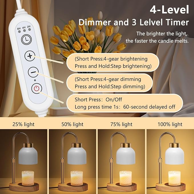 Candle Warmer Lamp, with Timer Dimmer, Height and Brightness Adjustable, Modern Electric Wax Warmer for Women Mom, alternate