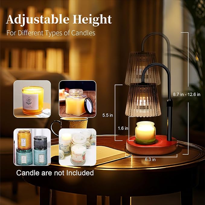 Candle Warmer Lamp with Timer Dimmer - Home Decor, Gifts for Mom Women Friend Sister -Wax Melt Warmer,Adjustable Height with