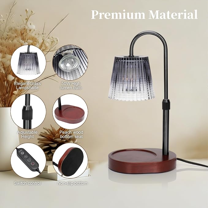 Candle Warmer Lamp with Timer Dimmer - Home Decor, Gifts for Mom Women Friend Sister -Wax Melt Warmer,Adjustable Height with