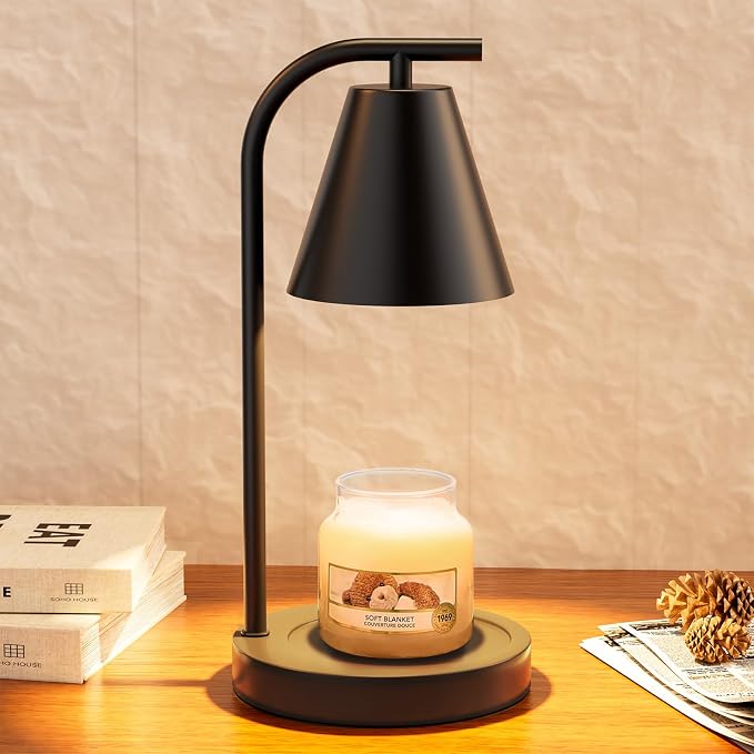 Candle Warmer Lamp - with Timer & Dimmer, Modern Home Decor House Warming Gifts Wax Melt Warmer for Jar Candles with 2 Bulbs