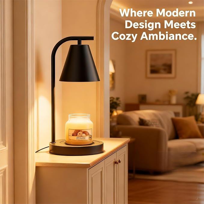 Candle Warmer Lamp - with Timer & Dimmer, Modern Home Decor House Warming Gifts Wax Melt Warmer for Jar Candles with 2 Bulbs