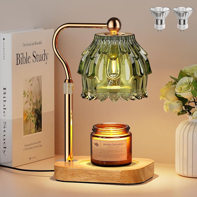 Candle Warmer Lamp with Timer Dimmer, Modern Wax Warmer for Scented Wax Jar Candle Warmer with 2 Bulbs, product image