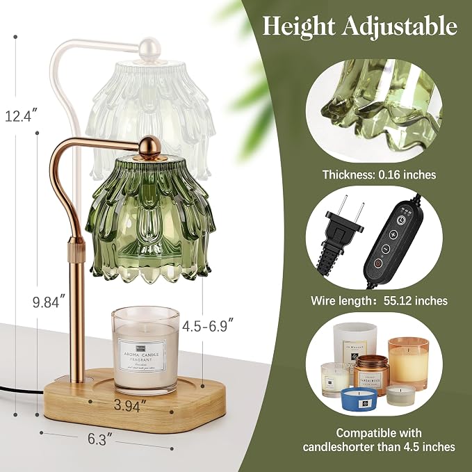 Candle Warmer Lamp with Timer Dimmer, Modern Wax Warmer for Scented Wax Jar Candle Warmer with 2 Bulbs, alternate product
