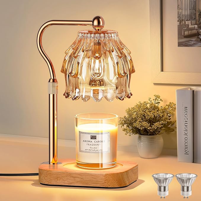 Candle Warmer Lamp with Timer Dimmer, Modern Wax Warmer for Scented Wax Jar Candle Warmer with 2 Bulbs, product image