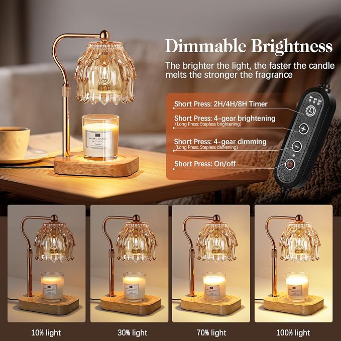 Candle Warmer Lamp with Timer Dimmer, Modern Wax Warmer for Scented Wax Jar Candle Warmer with 2 Bulbs, alternate product