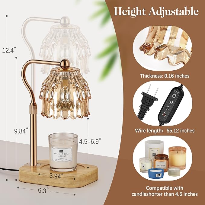 Candle Warmer Lamp with Timer Dimmer, Modern Wax Warmer for Scented Wax Jar Candle Warmer with 2 Bulbs, alternate product