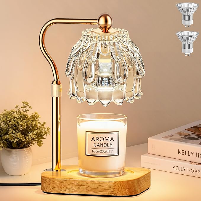 Candle Warmer Lamp with Timer Dimmer, Modern Wax Warmer for Scented Wax Jar Candle Warmer with 2 Bulbs, product image